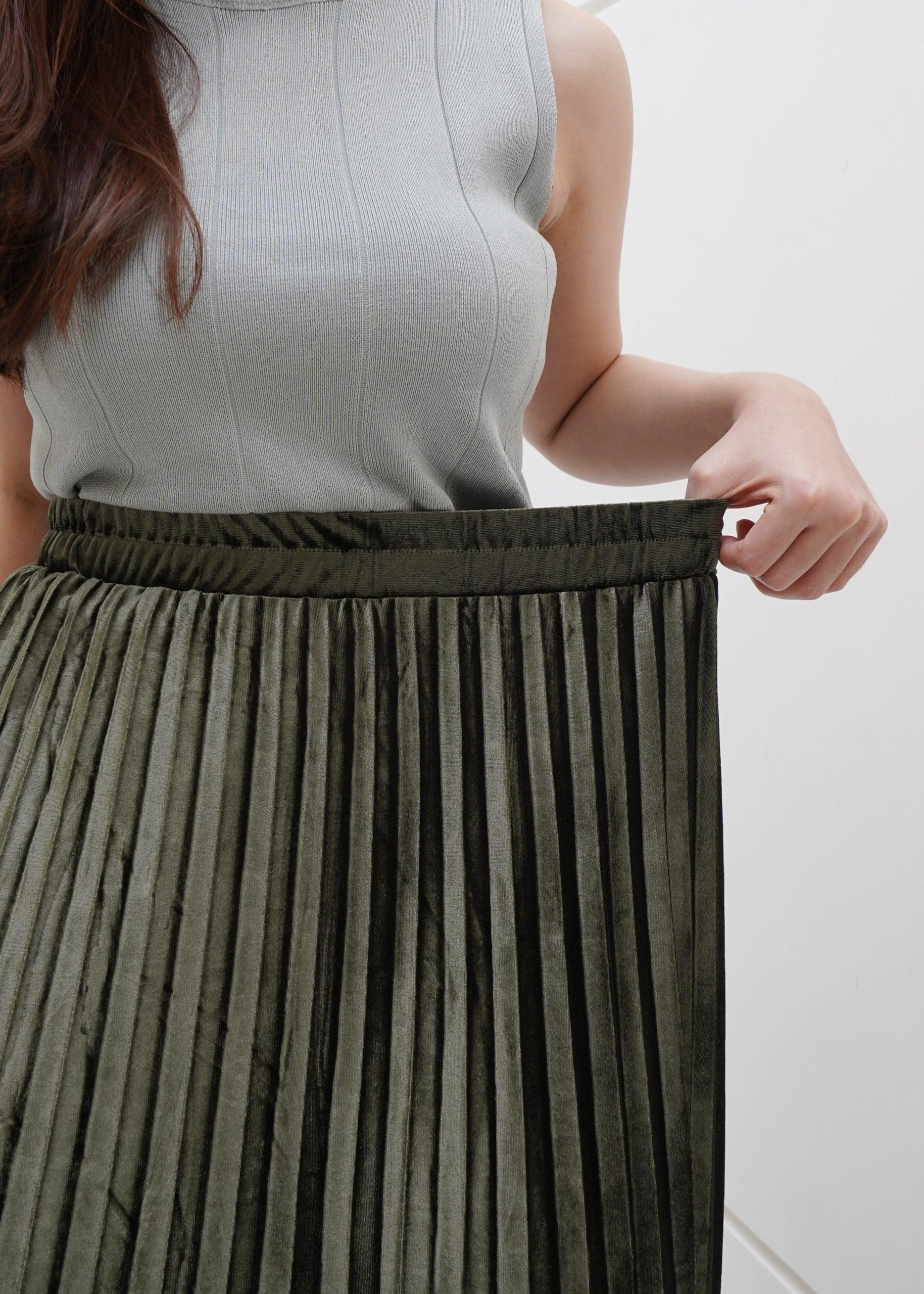 Minari Velvet Skirt - Army
